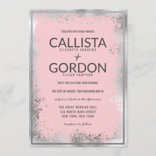 Invitation Mariage frontalier de Parties scintillant moderne