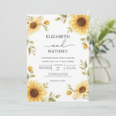 Invitation Mariage frontalier de tournesol rustique (Debout devant)
