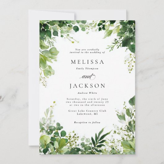 Invitation Mariage frontalier des Branches vertes (Devant)
