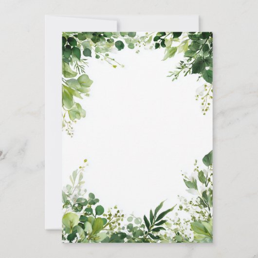 Invitation Mariage frontalier des Branches vertes (Dos)