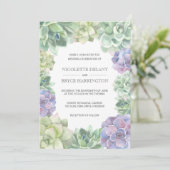 Invitation Mariage frontalier des succulents vert et pourpre (Debout devant)