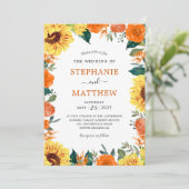 Invitation Mariage frontalier du corail de tournesol (Debout devant)