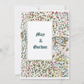 Invitation Mariage frontalier floral éclairé médiéval (Dos)