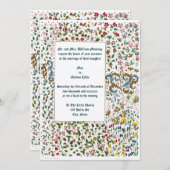 Invitation Mariage frontalier floral éclairé médiéval (Devant / Derrière)