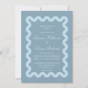 Invitation Mariage frontalier gris bleu personnalisé