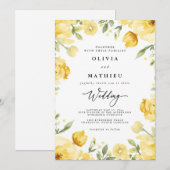 Invitation Mariage frontalier jaune soleil (Devant / Derrière)