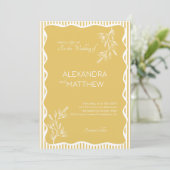 Invitation Mariage frontalier jaune Whimsical Wavy (Debout devant)