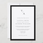 Invitation Mariage frontalier moderne Monogram Black & Ecru (Devant)