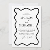 Invitation Mariage frontalier noir blanc élégant (Devant)