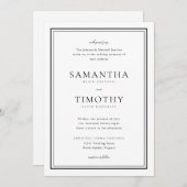 Invitation Mariage frontalier noir et blanc intemporel (Devant / Derrière)