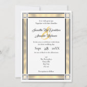 Invitation mariage frontalier noir et or (Devant)