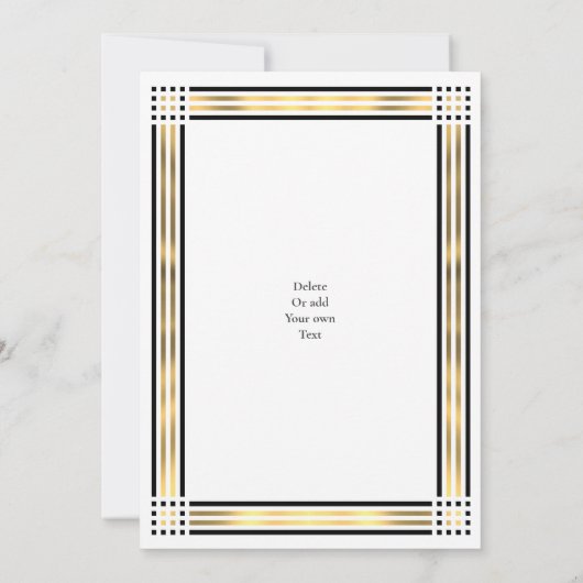 Invitation mariage frontalier noir et or (Dos)