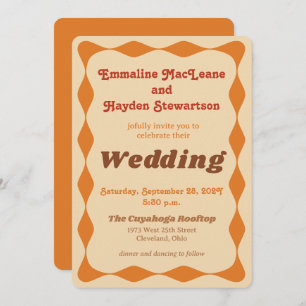 Invitation Mariage frontalier orange super et Brown