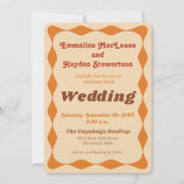 Invitation Mariage frontalier orange super et Brown (Devant)