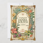 Invitation Mariage frontalier orné fleur sauvage victorien (Devant)