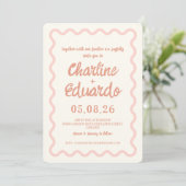 Invitation Mariage frontalier rose vif (Debout devant)