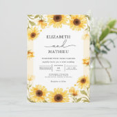 Invitation Mariage frontalier Sunny Sunflower (Debout devant)