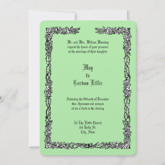 Invitation Mariage frontalier vintage Rose Flower & Ribbon (Devant)