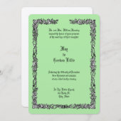 Invitation Mariage frontalier vintage Rose Flower & Ribbon (Devant / Derrière)