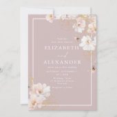 Invitation Mariage frontière blanc Fleur sauvage blanc enchan (Devant)