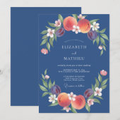 Invitation Mariage Fruité Eucalyptus Acier Pêche (Devant / Derrière)