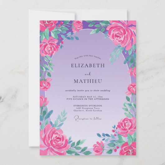 Invitation Mariage Fuchsia Améthyste Rose (Devant)