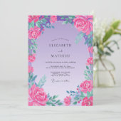 Invitation Mariage Fuchsia Améthyste Rose (Debout devant)