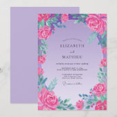 Invitation Mariage Fuchsia Améthyste Rose (Devant / Derrière)