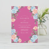 Invitation Mariage Fuchsia Floraison Céruléenne (Debout devant)