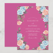 Invitation Mariage Fuchsia Floraison Céruléenne (Devant / Derrière)