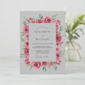 Invitation Mariage Fuchsia Gris Petale (Debout devant)