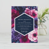 Invitation Mariage Fuchsia Midnight Bloom (Debout devant)