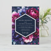 Invitation Mariage Fuchsia Midnight Flora (Debout devant)