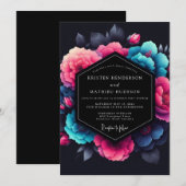 Invitation Mariage Fuchsia Neon Bloom (Devant / Derrière)