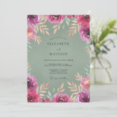 Invitation Mariage Fuchsia Olives Peints (Debout devant)