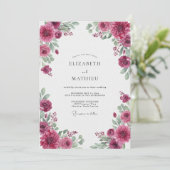 Invitation Mariage Fuchsia Ranunculus Eucalyptus (Debout devant)