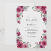 Invitation Mariage Fuchsia Ranunculus Eucalyptus (Devant / Derrière)