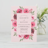 Invitation Mariage Fuchsia Ranunculus Eucalyptus Doux (Debout devant)