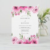 Invitation Mariage Fuchsia Romantic Bloom (Debout devant)