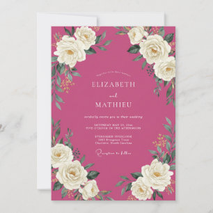 Invitation Mariage Fuchsia Rose Blanche