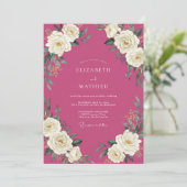Invitation Mariage Fuchsia Rose Blanche (Debout devant)