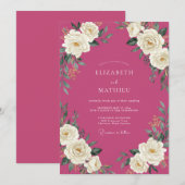 Invitation Mariage Fuchsia Rose Blanche (Devant / Derrière)