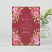 Invitation Mariage Fuchsia Rose Bordeaux (Debout devant)
