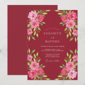Invitation Mariage Fuchsia Rose Bordeaux (Devant / Derrière)