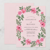 Invitation Mariage Fuchsia Rose Chaude (Devant / Derrière)