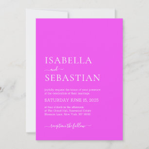 Invitation Mariage Fuchsia Simple