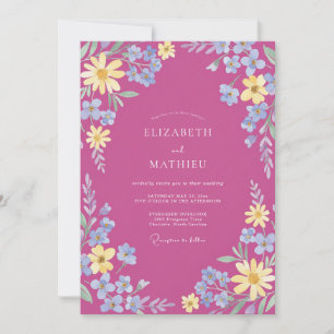 Invitation Mariage Fuchsia Vivid Meadow