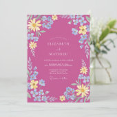 Invitation Mariage Fuchsia Vivid Meadow (Debout devant)