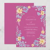 Invitation Mariage Fuchsia Vivid Meadow (Devant / Derrière)