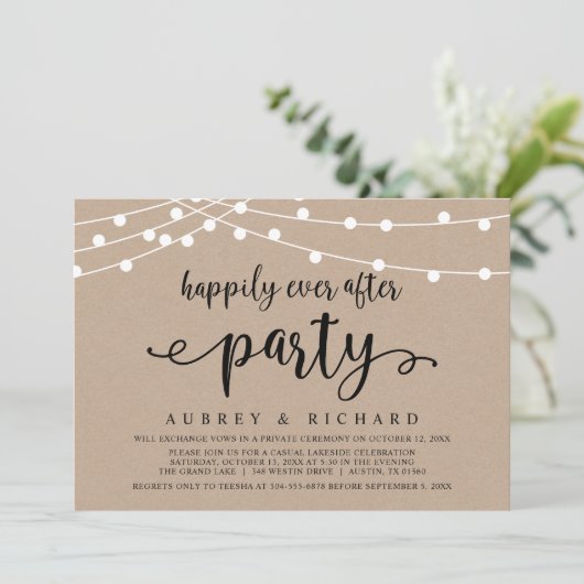 Invitation Mariage Fuite de Noces Fête Casual Happily Ever Af (Debout devant)